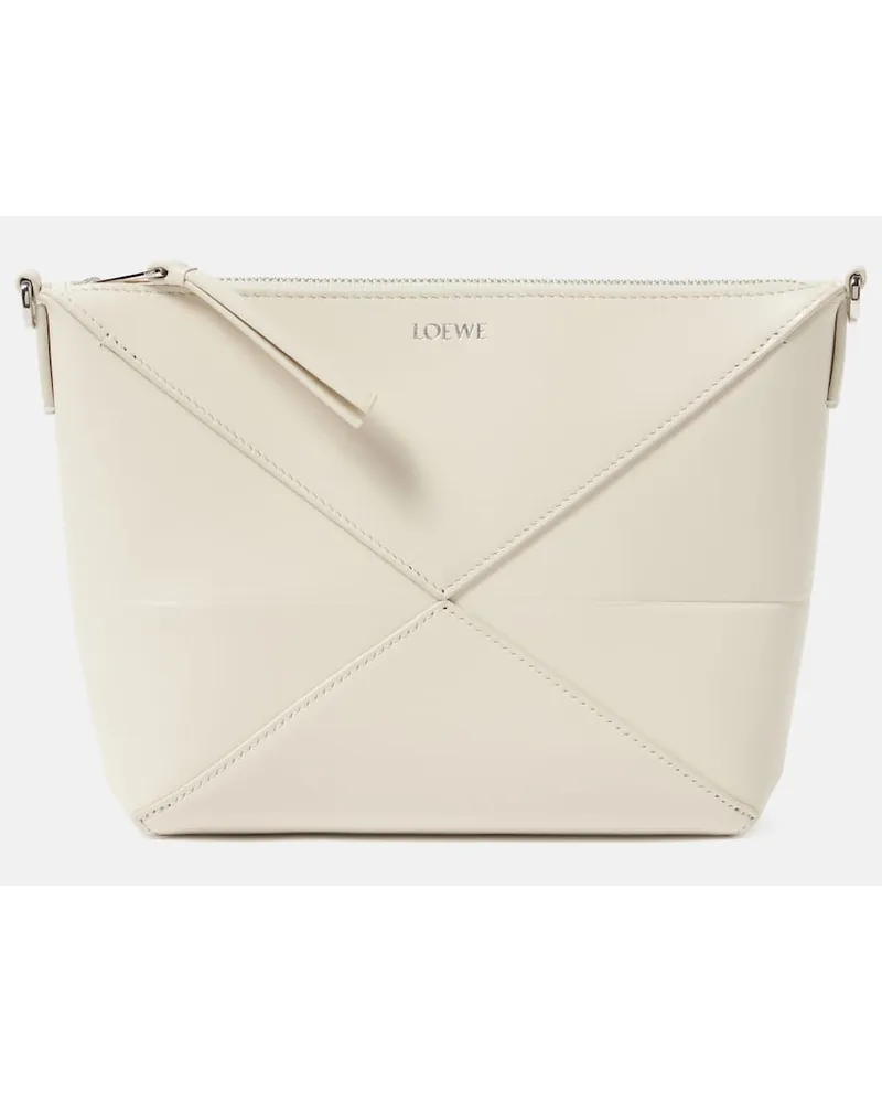 Loewe Clutch a spalla Puzzle Fold in pelle Bianco