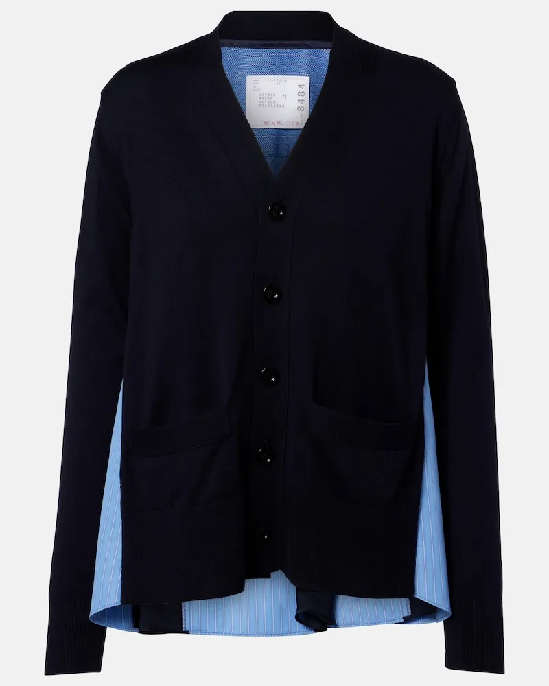 Sacai Cardigan in cotone Blu