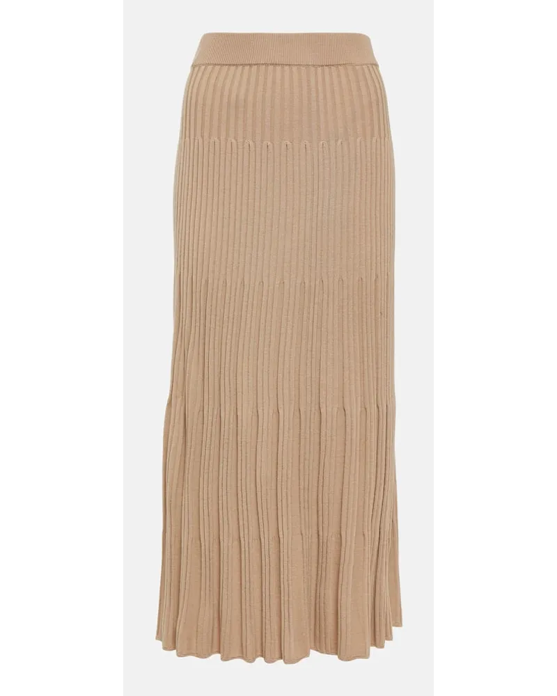 Joseph Gonna midi di lana in maglia a coste Beige