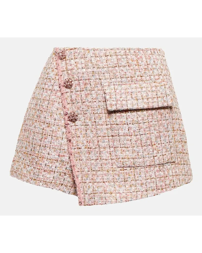 Self-Portrait Shorts a vita alta in tweed Rosa