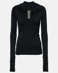 Rick Owens Top in jersey e cupro con cut-out Nero