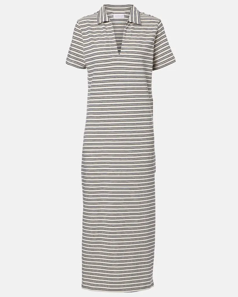 Velvet Abito midi Corin in cotone a righe Bianco