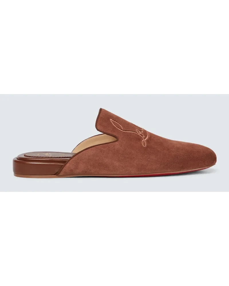 Christian Louboutin Slippers Navy Coolito Flat Marrone