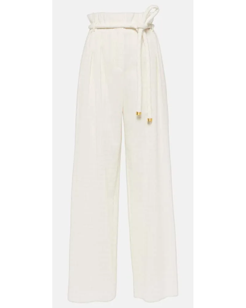 Loro Piana Pantaloni a gamba larga Tristin in misto cotone Bianco