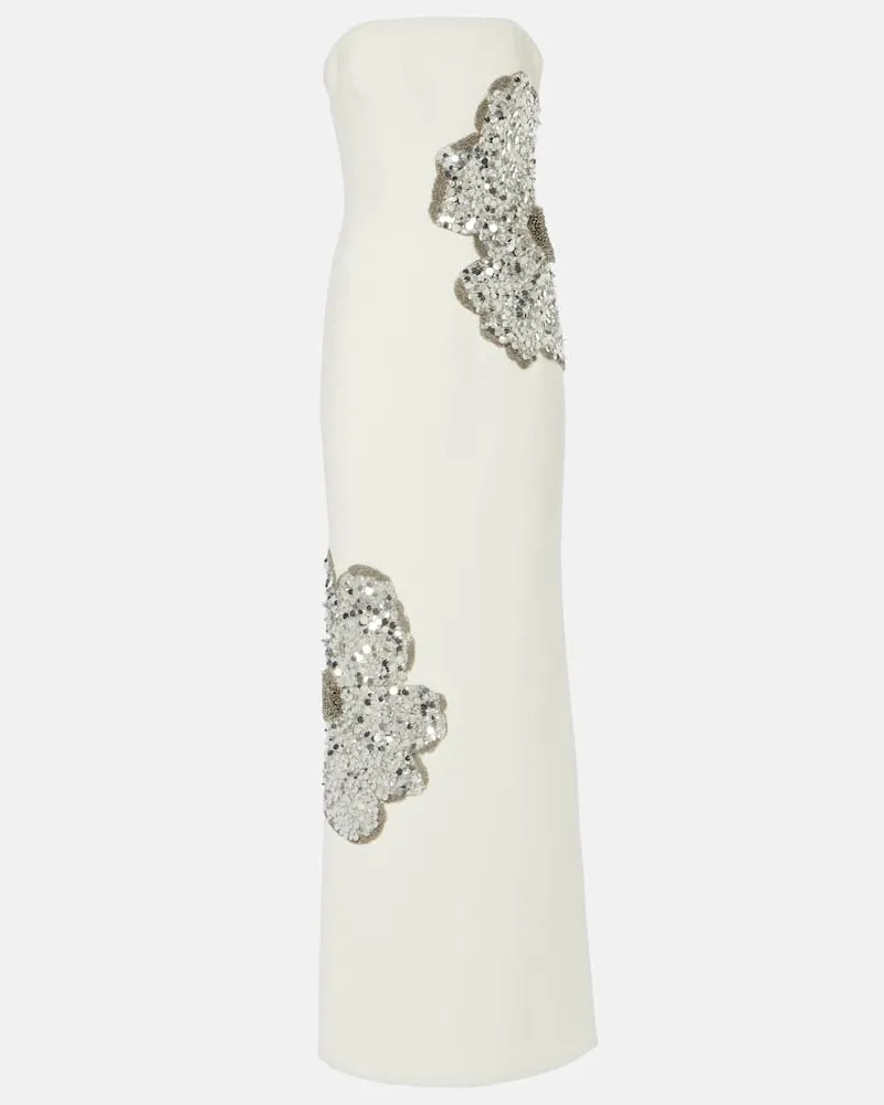 Rebecca Vallance Abito lungo Layana con paillettes Bianco