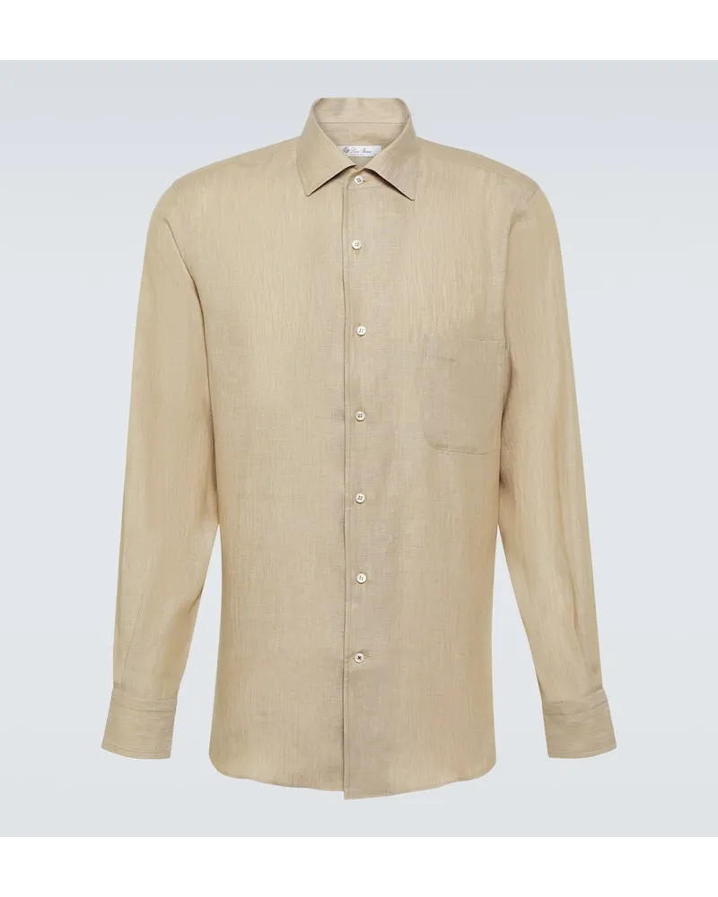 Loro Piana Camicia AndrÃ© in lino Neutro