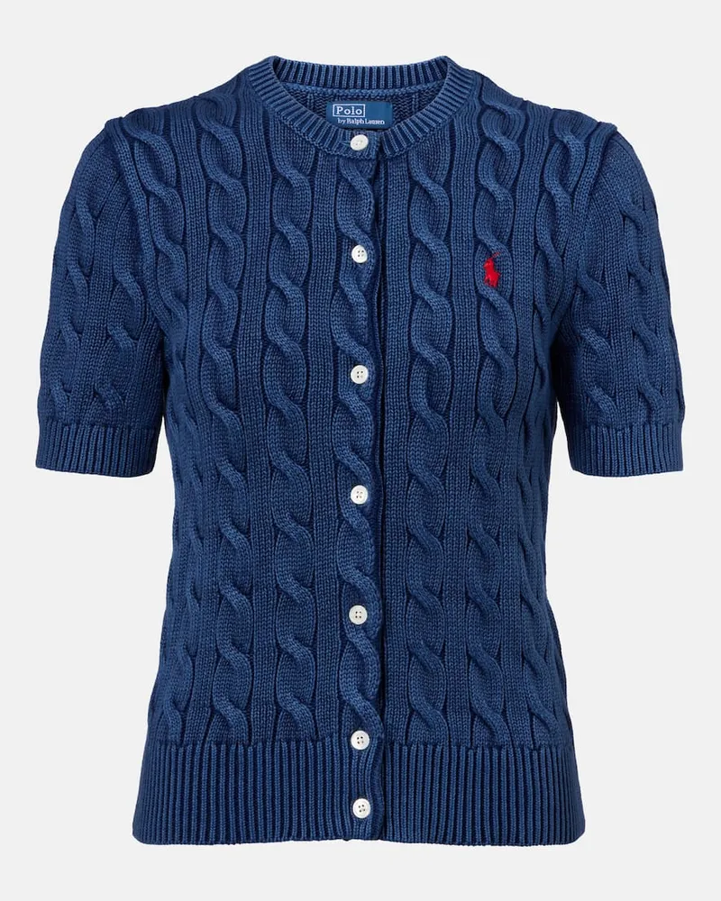 Ralph Lauren Cardigan in cotone a trecce Blu