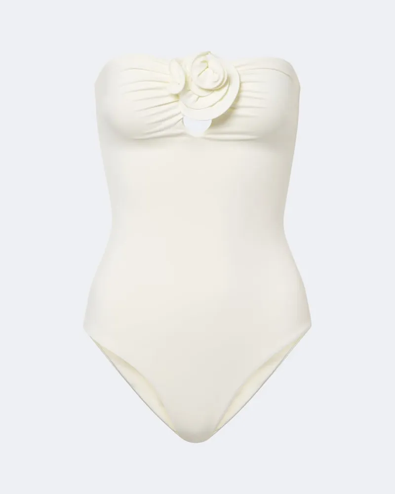 Magda Butrym Costume intero con applicazioni floreali Bianco