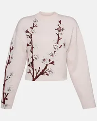 Alexander McQueen Pullover in jacquard di lana e seta Rosa