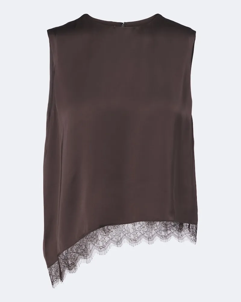 Vince Top in raso con pizzo Grigio