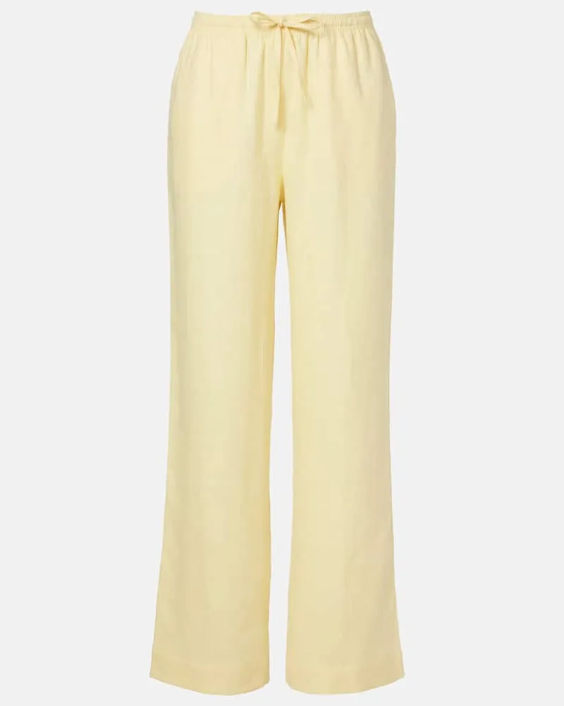 ASCENO Pantaloni Aurelia in lino a gamba larga Giallo