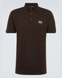 Dolce & Gabbana Polo in cotone con logo Marrone