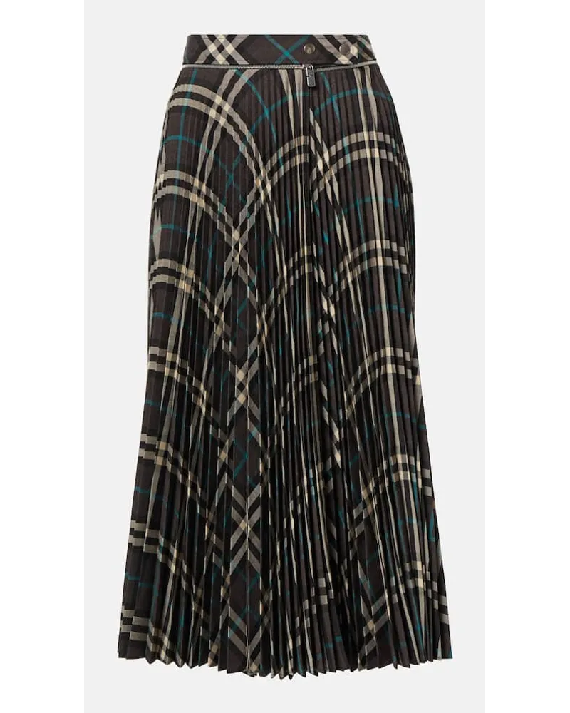 Burberry Gonna midi a quadri con pieghe Verde