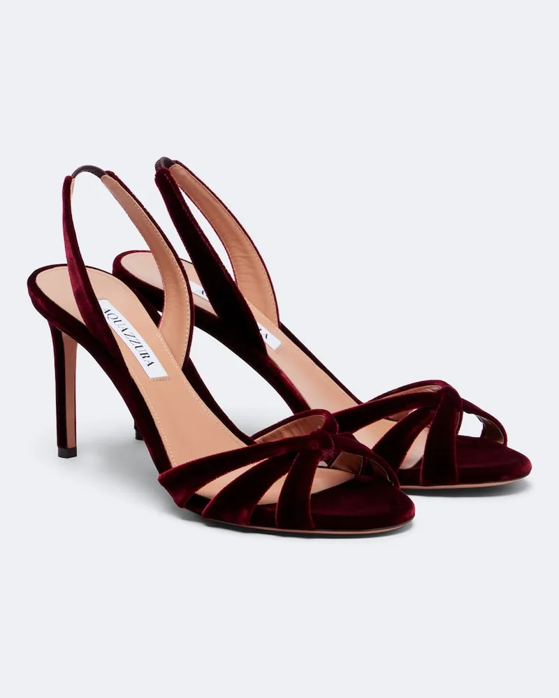 Aquazzura Sandali slingback Tati in velluto Borgogna