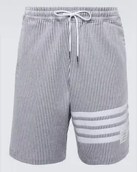 Thom Browne Shorts in seersucker di cotone  4-Bar Grigio