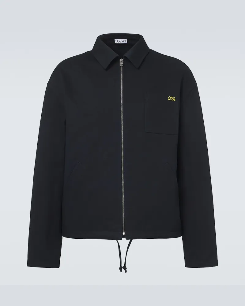 Loewe Giacca in cotone con ricamo logo Blu