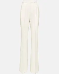 Saint Laurent Pantaloni in lana a vita alta Beige