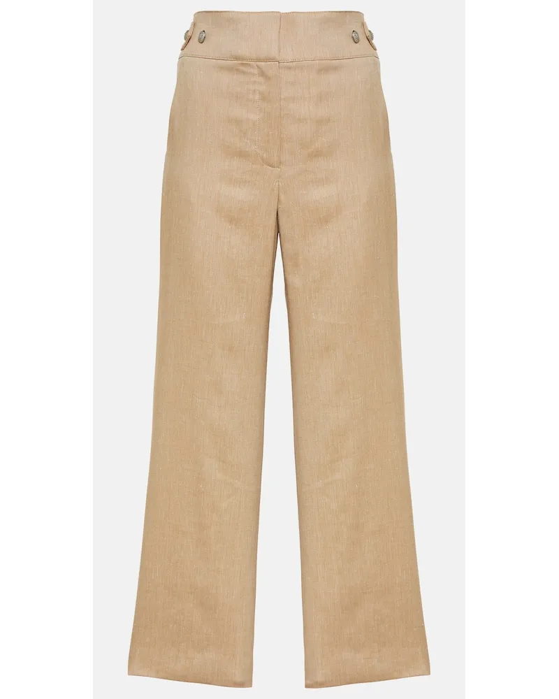Veronica Beard Pantaloni cropped Aubrie in misto lino Verde