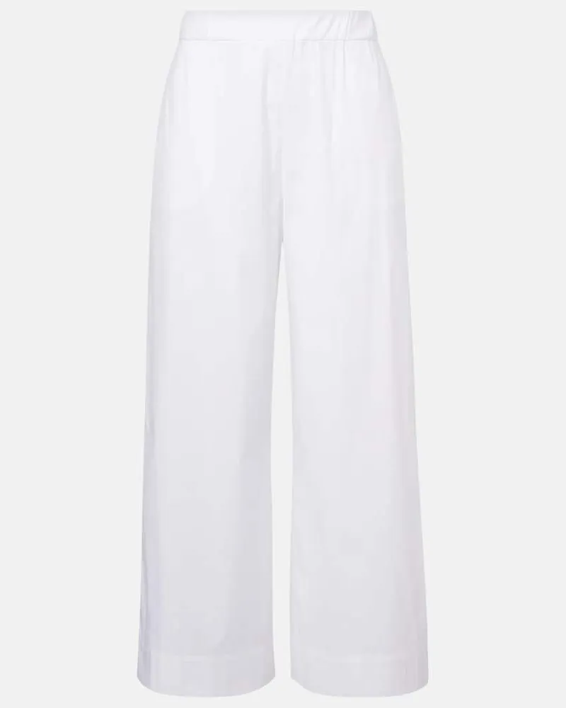 Max Mara Pantaloni a gamba larga Rio in misto cotone a vita alta Bianco