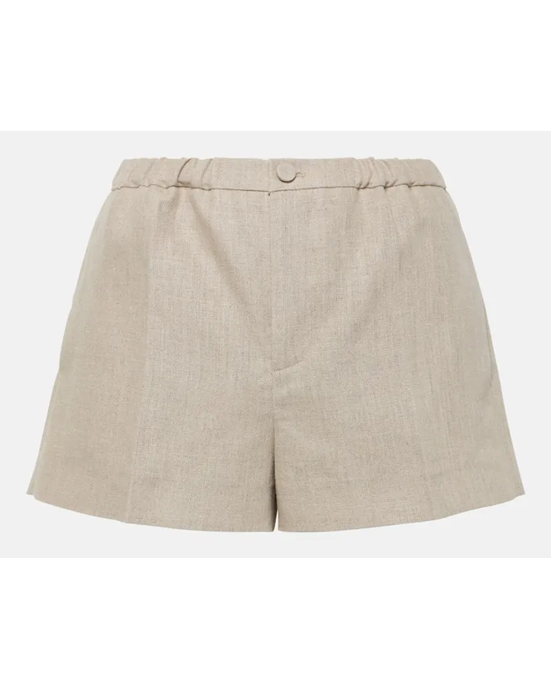 Valentino Garavani Shorts in canvas di lino Beige