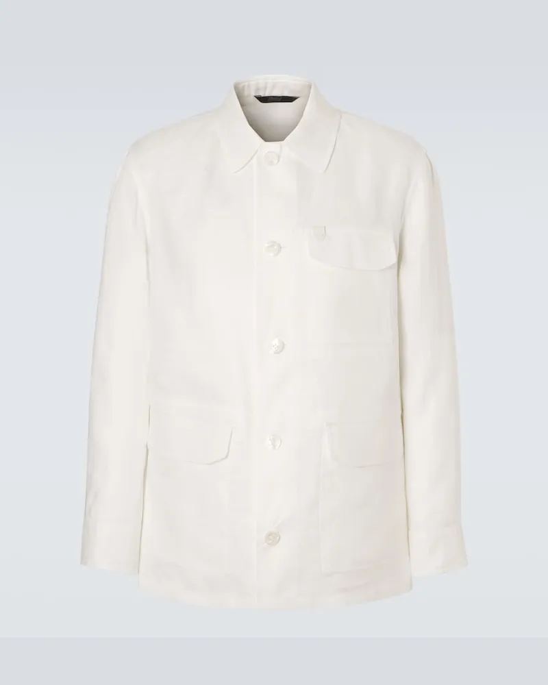 Brioni Giacca in lino e cotone Bianco