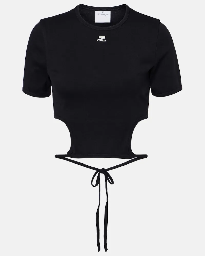 Courrèges CourrÃ¨ges Top cropped in cotone con logo Nero