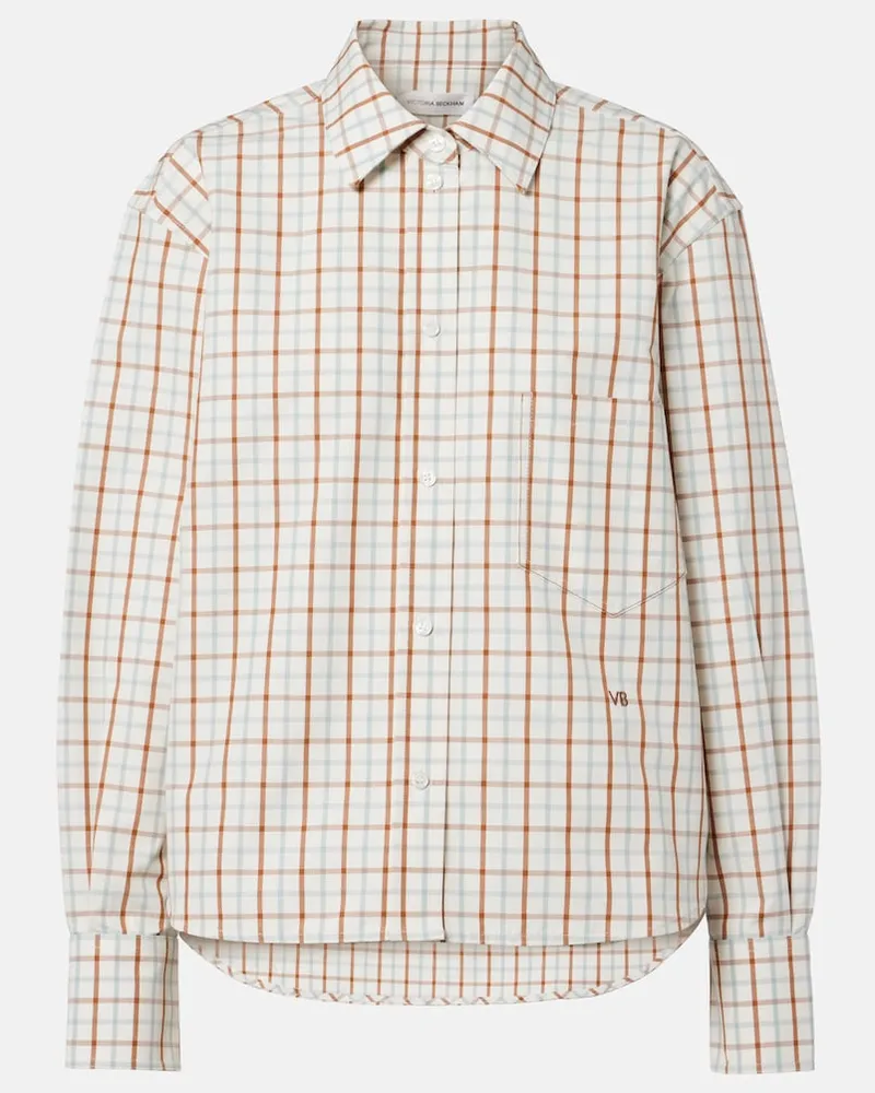 Victoria Beckham Camicia Ellis in cotone a quadri Beige