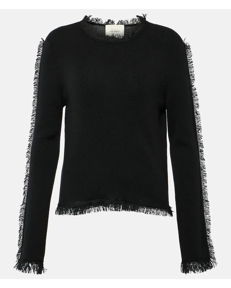 Lisa Yang Top Jae in cashmere con frange Nero