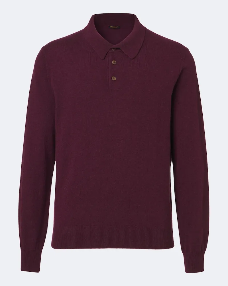 Rubinacci Pullover polo in cashmere Borgogna