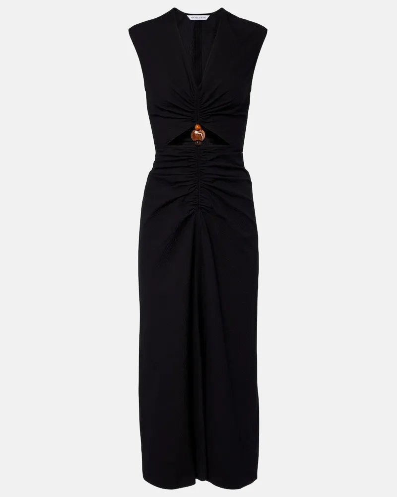 Veronica Beard Abito midi Marisabel in misto cotone Nero