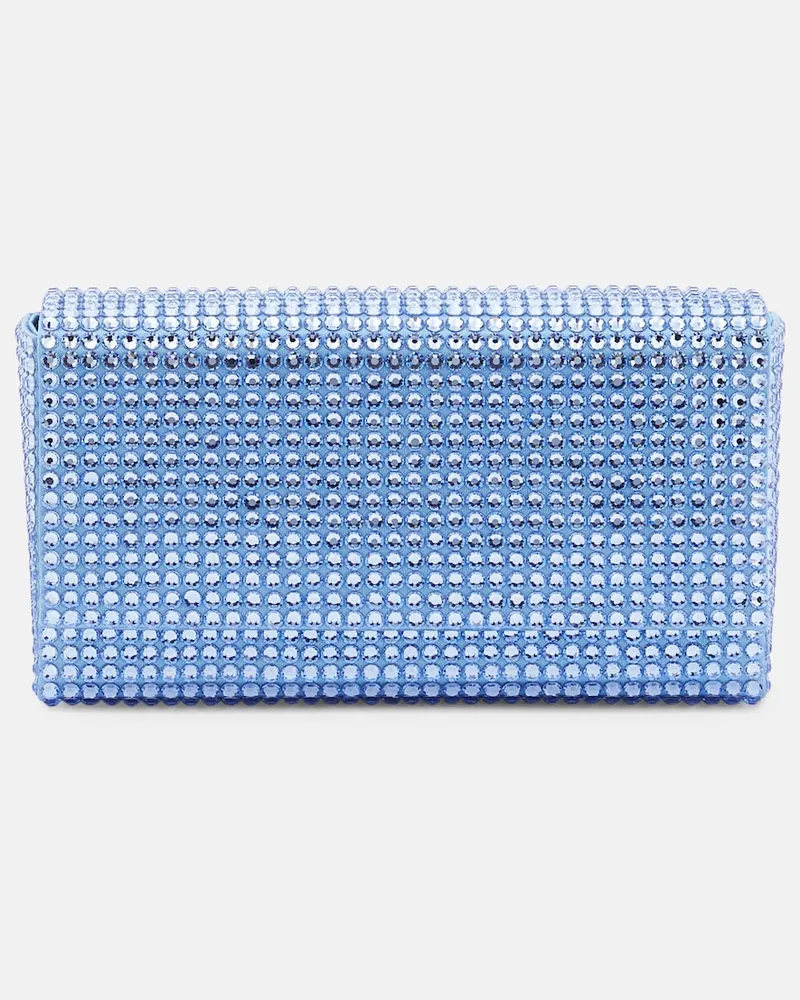 Amina Muaddi Clutch Superamini Paloma con cristalli Blu