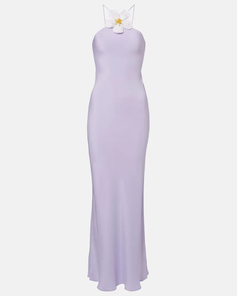 Rodarte Abito lungo in crêpe di seta con paillettes Viola