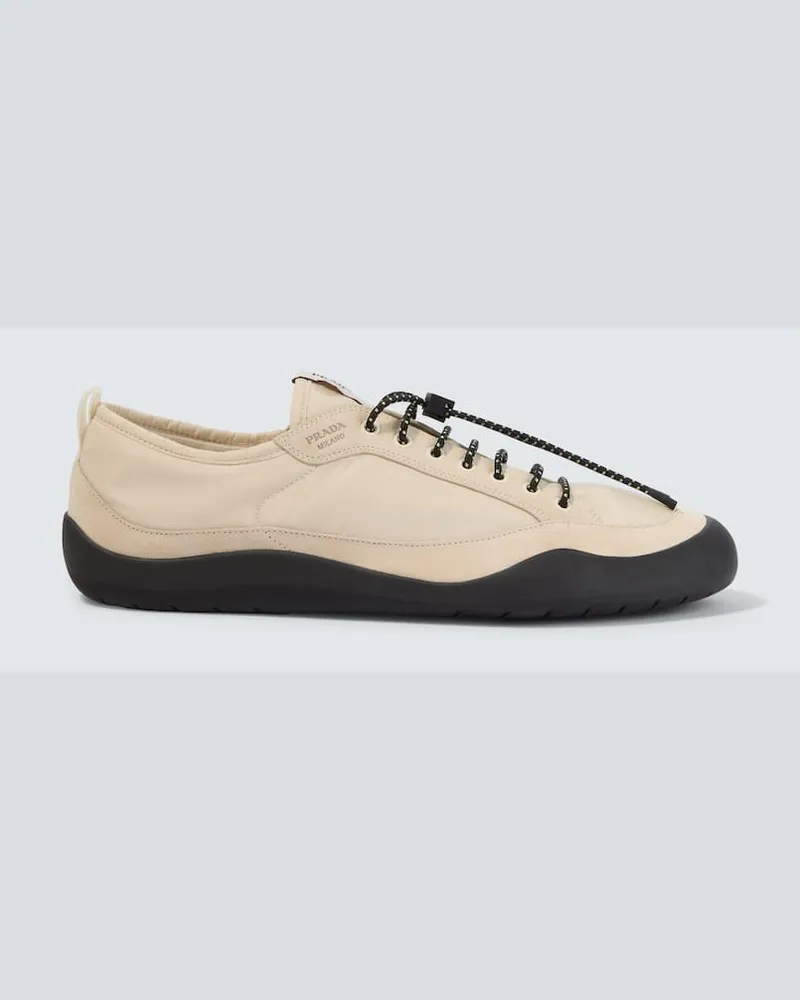 Prada Sneakers Speedrock in Re-Nylon e suede Beige