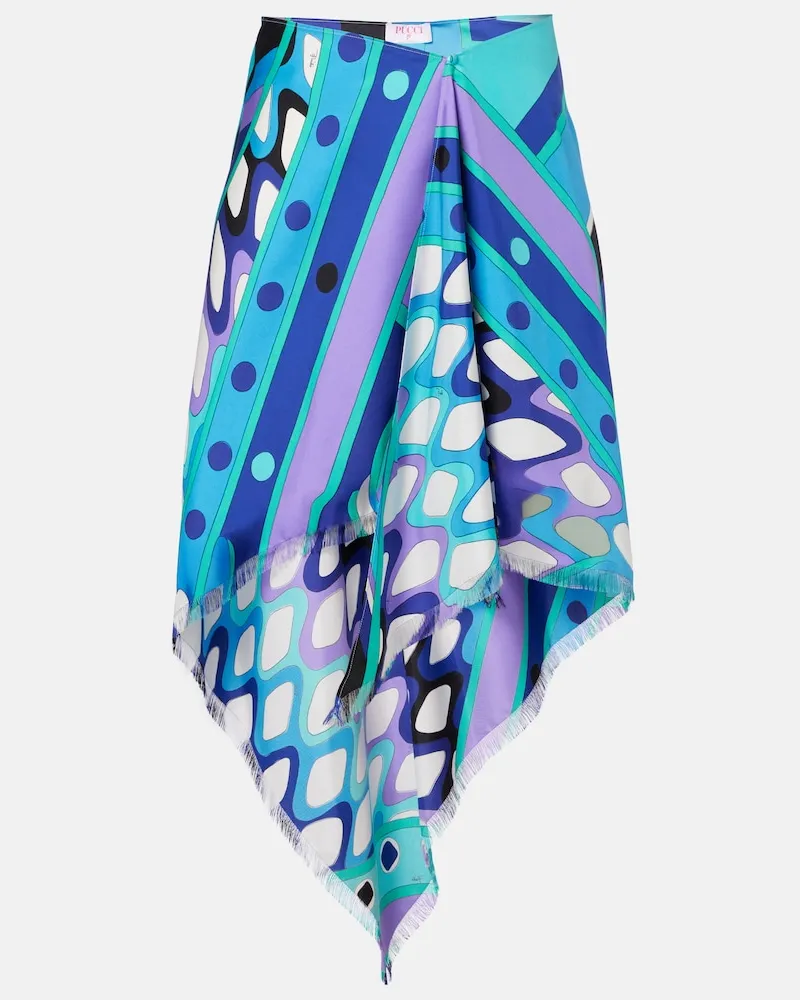Emilio Pucci Gonna midi Vivara in twill di seta Blu