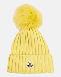 Moncler Berretto in lana vergine con logo Giallo