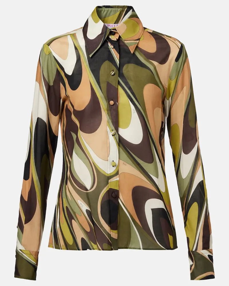 Emilio Pucci Camicia Onde in mussola di cotone Verde