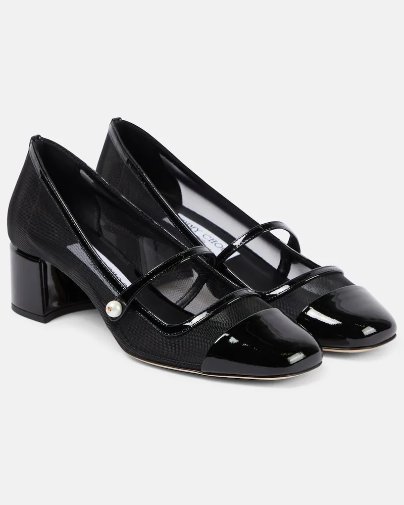 Jimmy Choo Pumps Mary Jane Elisa 45 in mesh Nero