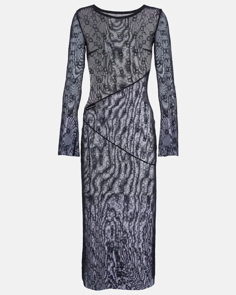 Marine Serre Abito midi Moonogram in mesh Nero
