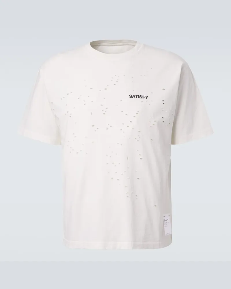 Satisfy T-shirt in jersey di cotone distressed Bianco