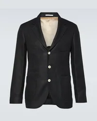 Brunello Cucinelli Blazer in lino, lana e seta Nero