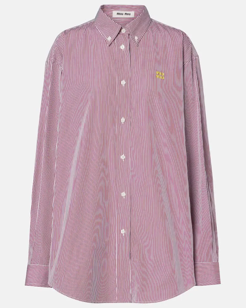 Miu Miu Camicia oversize in cotone a righe Rosso