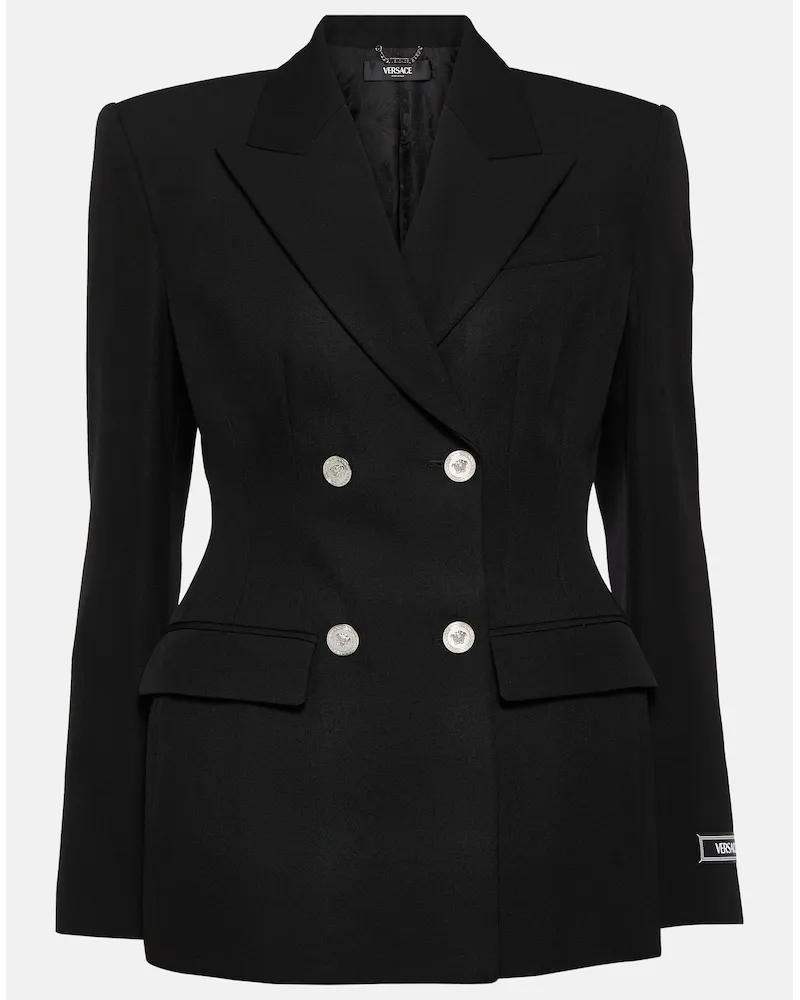 Versace Blazer doppiopetto in lana Nero