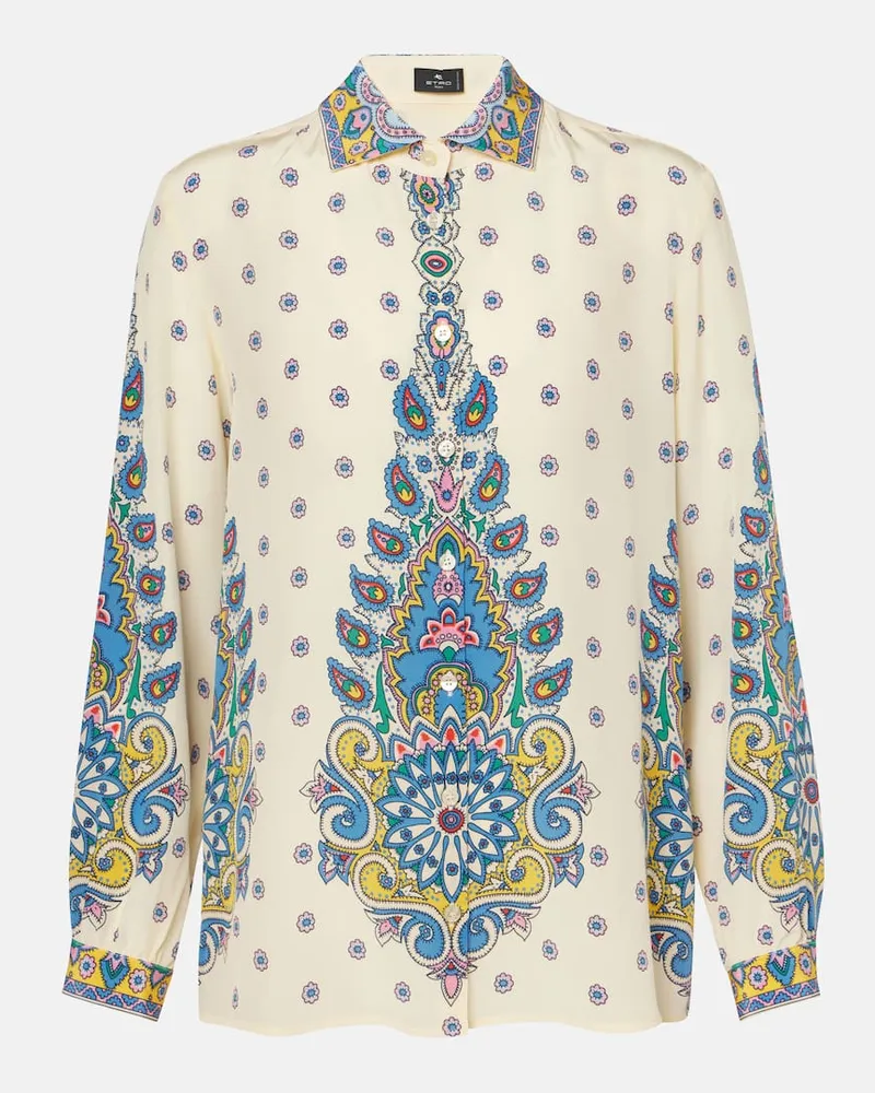 Etro Camicia in seta con stampa Bianco
