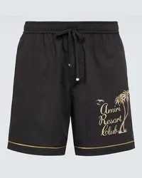 Amiri Shorts Resort Club in cotone con ricamo Nero