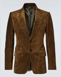 Tom Ford Blazer monopetto in suede Marrone