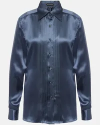 Tom Ford Camicia in charmeuse di seta Blu