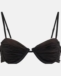 Self-Portrait Top bikini con ruches Nero