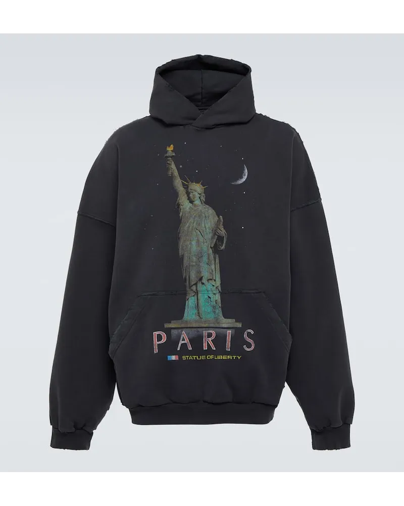 Balenciaga Felpa Paris Liberty con cappuccio Nero
