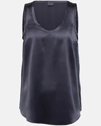 Brunello Cucinelli Top in misto seta Blu