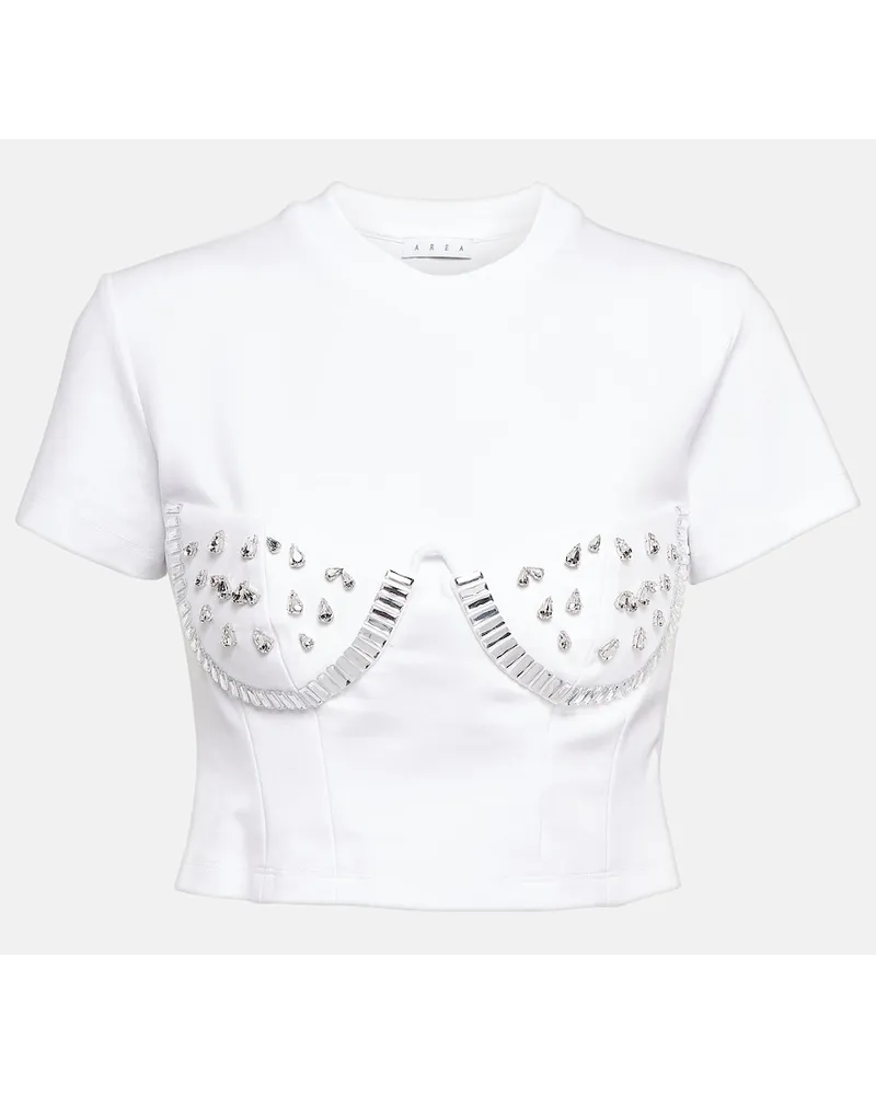 Area T-shirt in jersey con cristalli Bianco